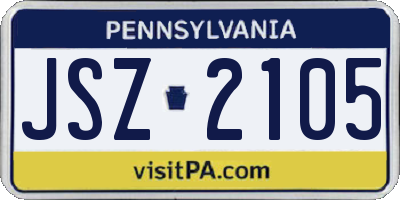 PA license plate JSZ2105
