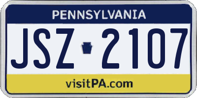 PA license plate JSZ2107