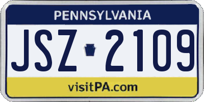 PA license plate JSZ2109