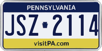 PA license plate JSZ2114