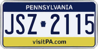 PA license plate JSZ2115
