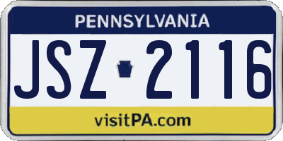 PA license plate JSZ2116