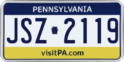 PA license plate JSZ2119