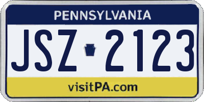 PA license plate JSZ2123