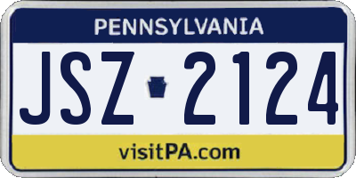 PA license plate JSZ2124