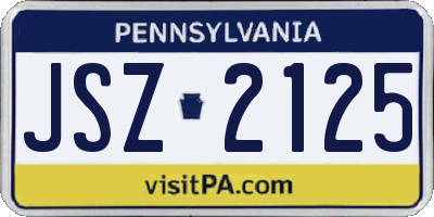 PA license plate JSZ2125