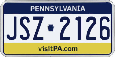 PA license plate JSZ2126