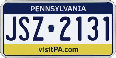 PA license plate JSZ2131
