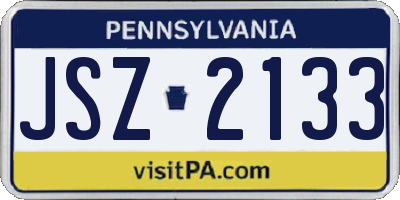PA license plate JSZ2133