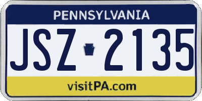 PA license plate JSZ2135