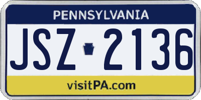 PA license plate JSZ2136