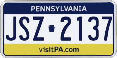 PA license plate JSZ2137