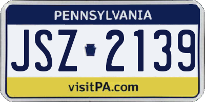 PA license plate JSZ2139