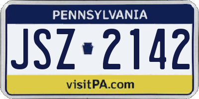 PA license plate JSZ2142