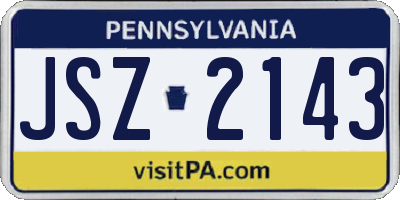 PA license plate JSZ2143