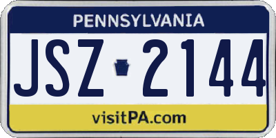 PA license plate JSZ2144