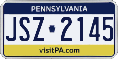 PA license plate JSZ2145