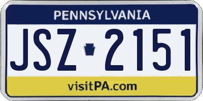 PA license plate JSZ2151