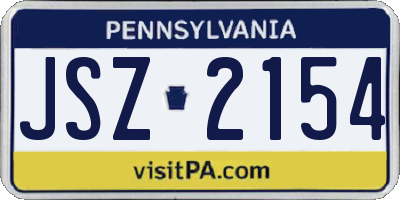 PA license plate JSZ2154