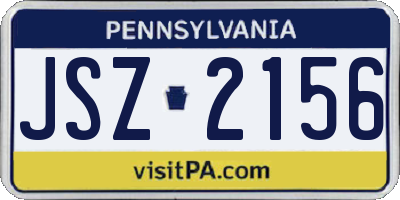 PA license plate JSZ2156