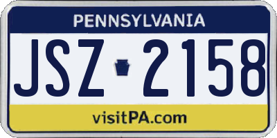PA license plate JSZ2158