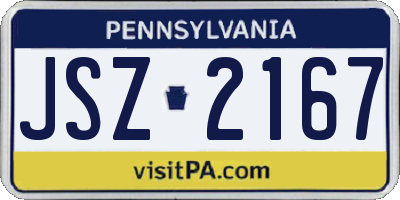 PA license plate JSZ2167