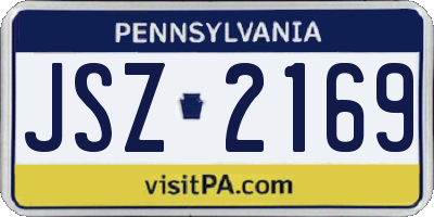 PA license plate JSZ2169