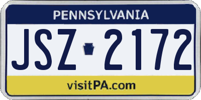 PA license plate JSZ2172