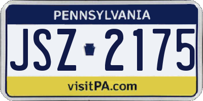 PA license plate JSZ2175