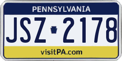 PA license plate JSZ2178