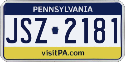 PA license plate JSZ2181
