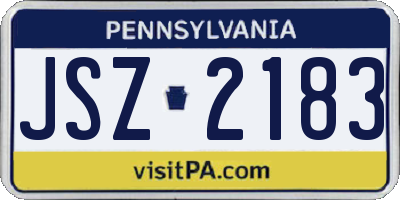 PA license plate JSZ2183