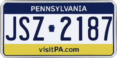 PA license plate JSZ2187