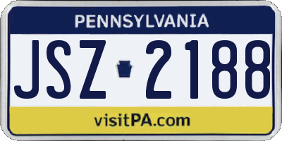PA license plate JSZ2188