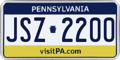 PA license plate JSZ2200