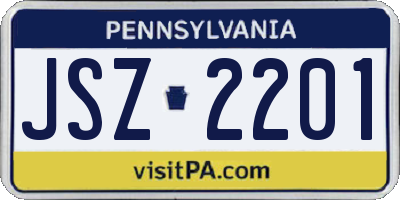 PA license plate JSZ2201