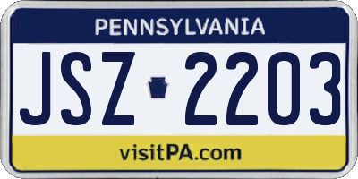 PA license plate JSZ2203