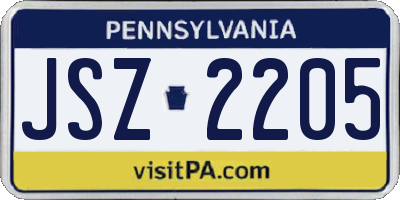 PA license plate JSZ2205