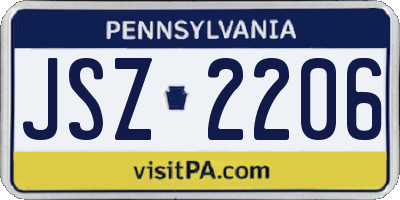 PA license plate JSZ2206