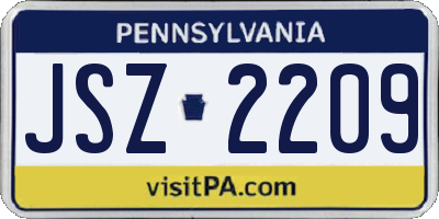 PA license plate JSZ2209