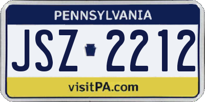PA license plate JSZ2212