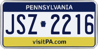 PA license plate JSZ2216