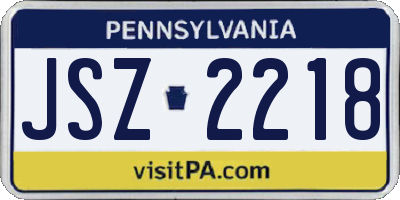 PA license plate JSZ2218