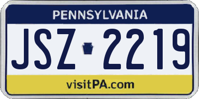 PA license plate JSZ2219