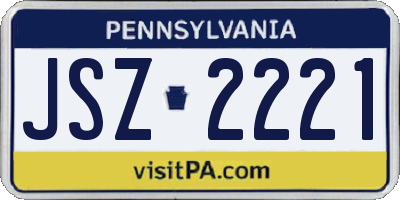 PA license plate JSZ2221