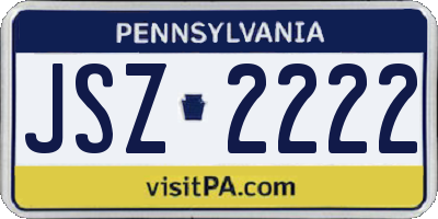 PA license plate JSZ2222