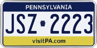 PA license plate JSZ2223