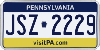 PA license plate JSZ2229