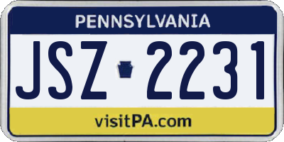 PA license plate JSZ2231