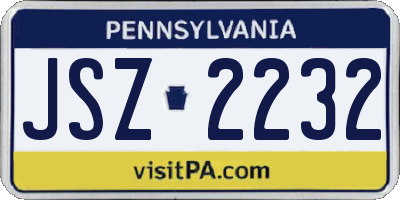 PA license plate JSZ2232